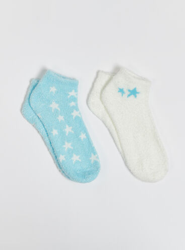 2 pack star fluffy trainer socks