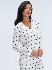 Polka dot satin long pyjama set