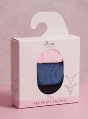 3 pack Amiee ribbed high leg thongs
