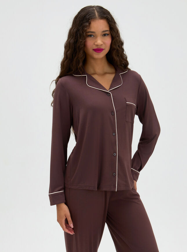 Piping modal long pyjama set