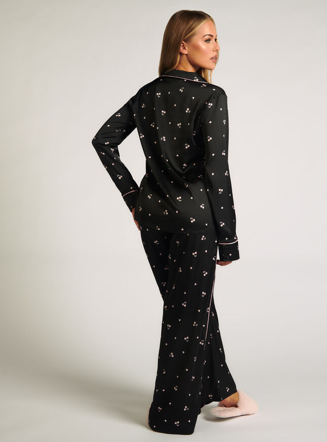 Cherry satin pyjama shirt