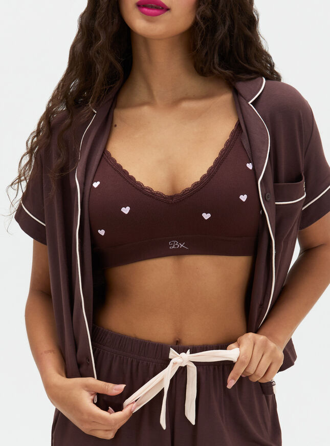 Heart embroidered seamless bralette