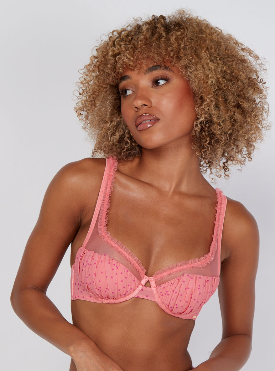 Sabrina plunge bra | Neon Coral | Boux Avenue USA