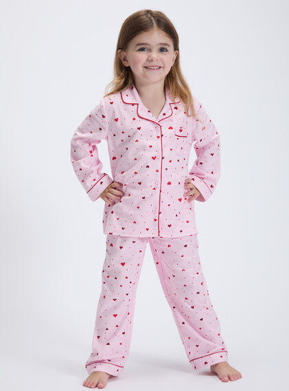 Kids' ditsy heart fleece pyjamas in a bag