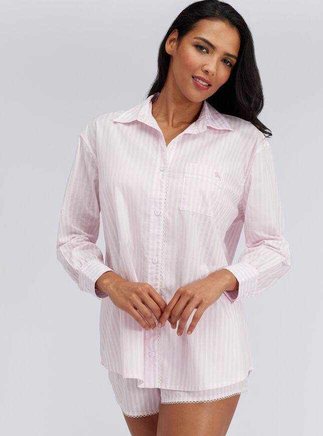 3 piece striped cotton short pyjama set