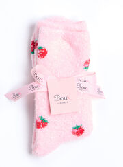 Strawberry fluffy ankle socks