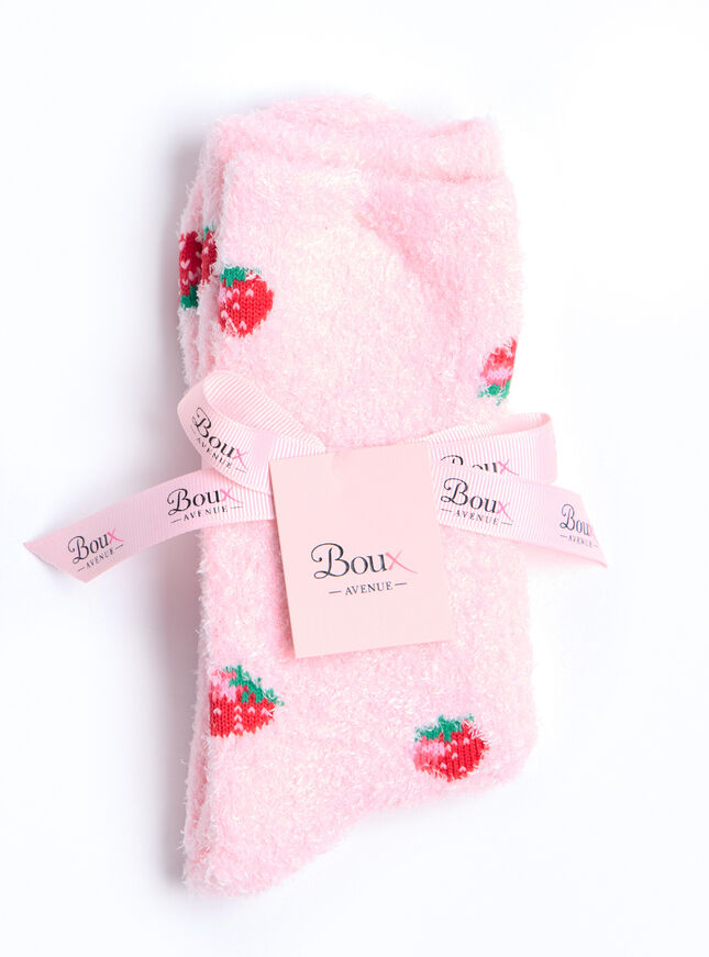 Strawberry fluffy ankle socks