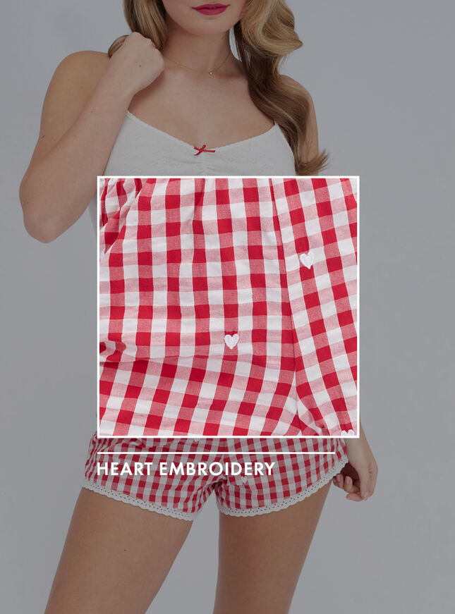 Gingham pointelle short pyjama set