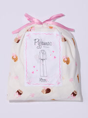 Coffee bar fleece pyjamas in a bag