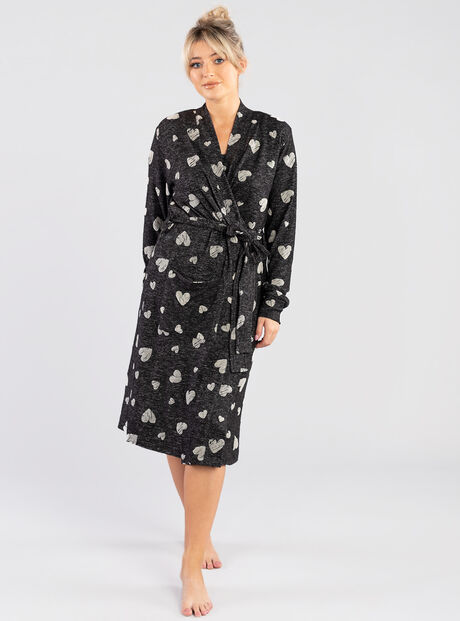 Heart flock print dressing gown