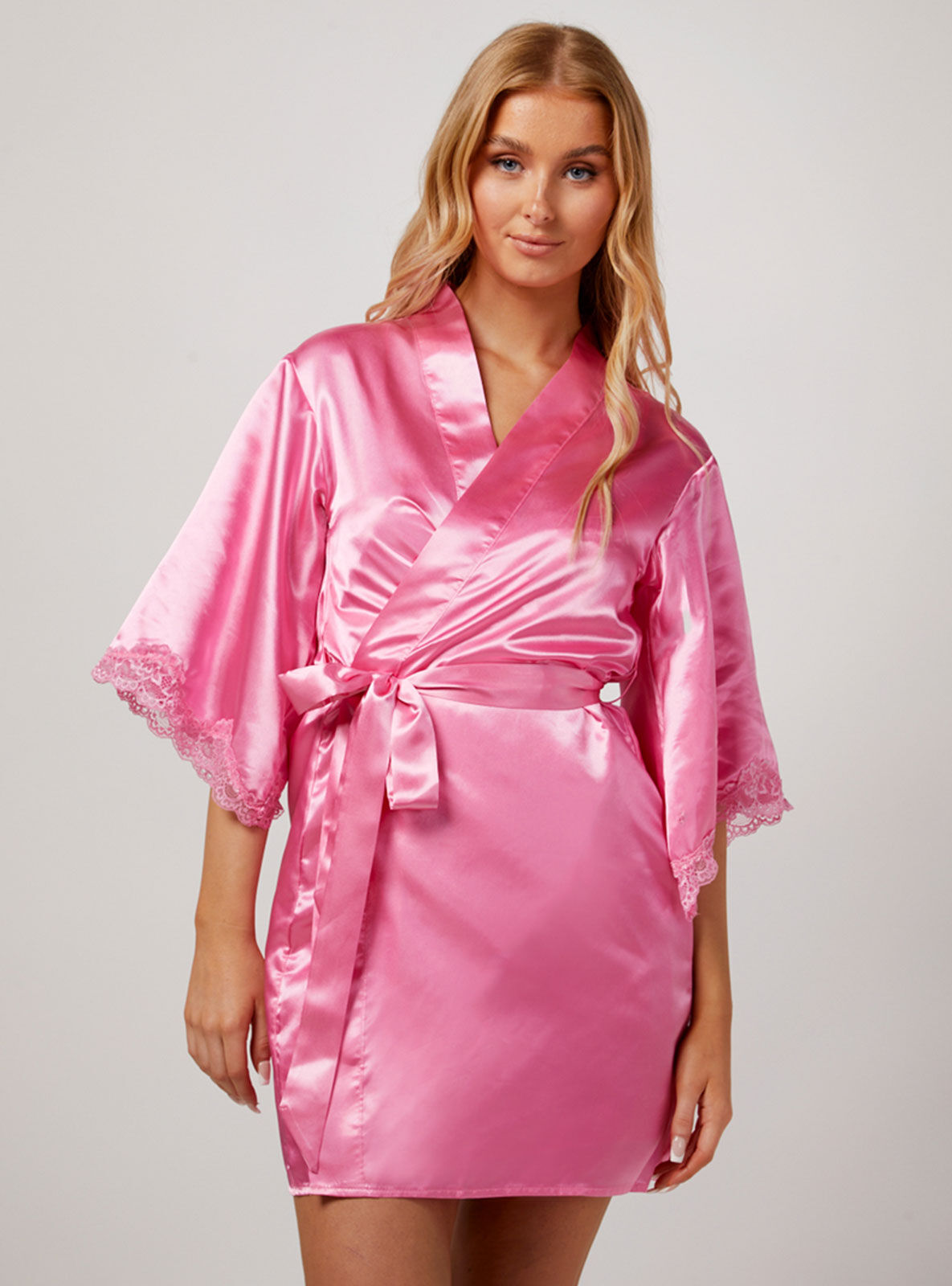 Boux Avenue Maisie satin short robe - Hot Pink - L