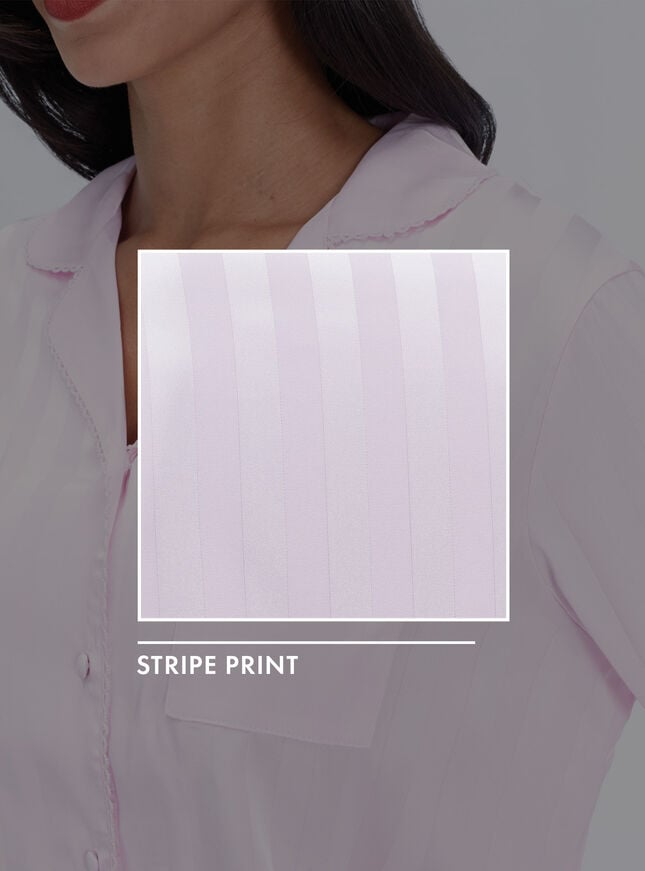 Striped satin long pyjama set