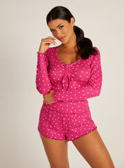 Heart ribbed ruched short pyjama set