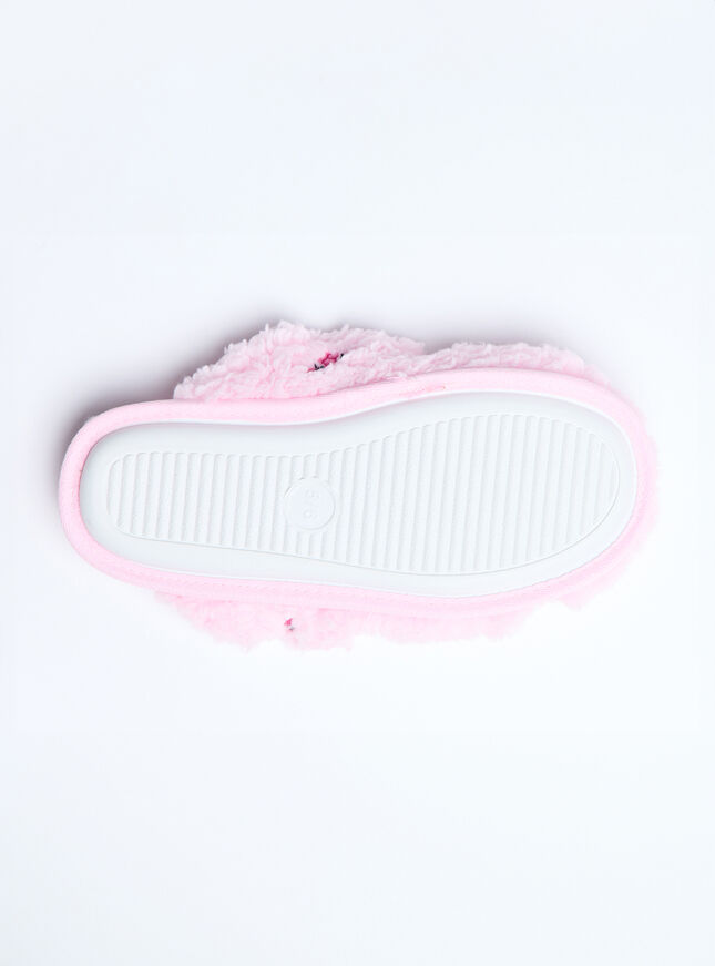 Teddy fleece floral embroidered mule slippers