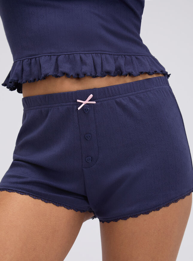 Frill pointelle short pyjama set