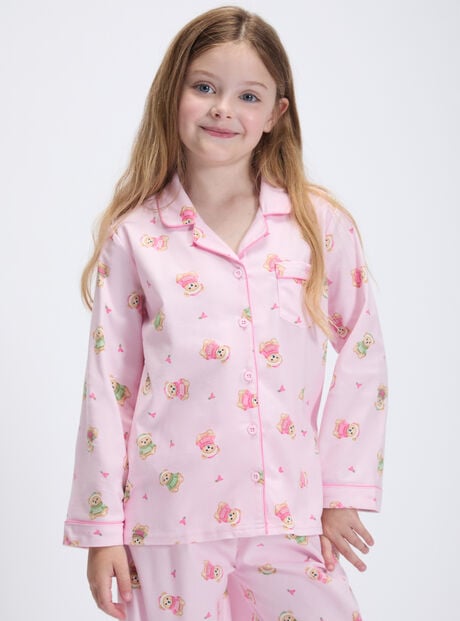 Kids' teddy bear fleece pyjamas in a bag