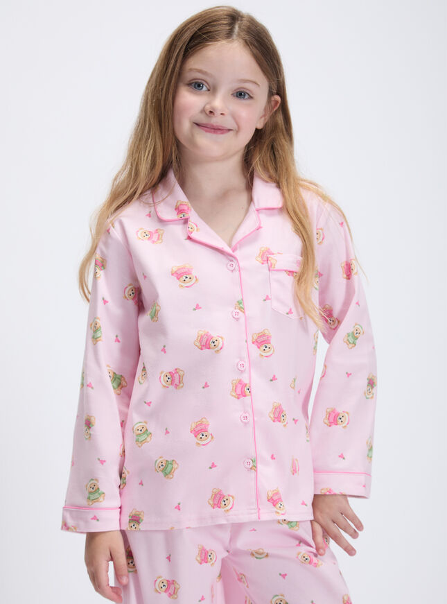 Kids' teddy bear fleece pyjamas in a bag