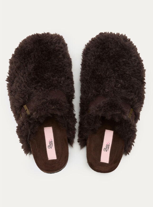 Teddy fleece clog mule slippers