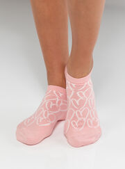 3 Pack pink heart trainer socks
