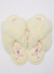 Floral embroidered slider slippers