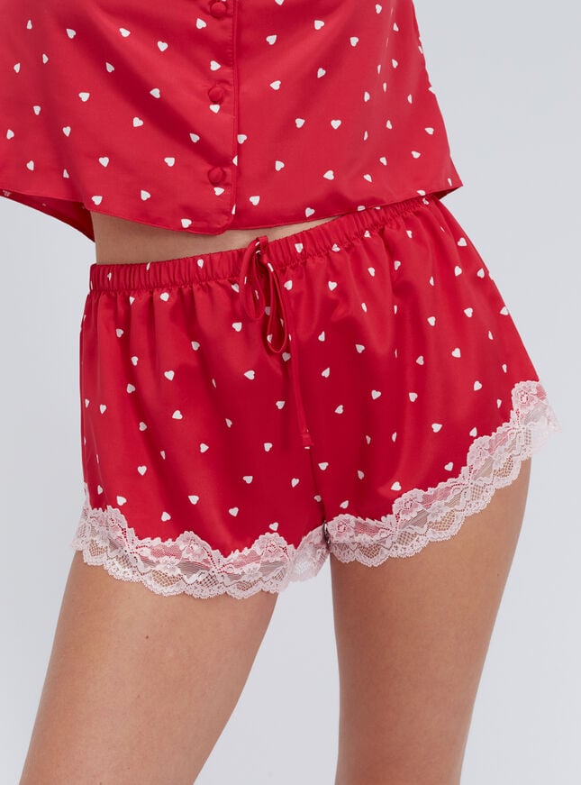 Amelia heart satin short pyjama set