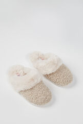 Borg fur trim mule slippers
