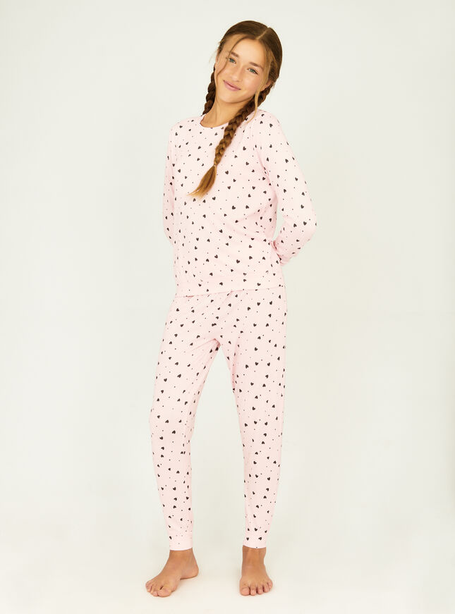 Kids heart print twosie pyjama set