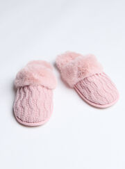 Cable knit mule slippers