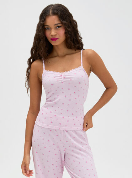 Floral waffle long pyjama set