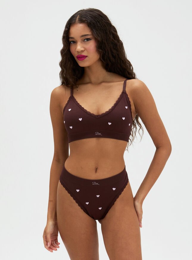 Heart embroidered seamless bralette