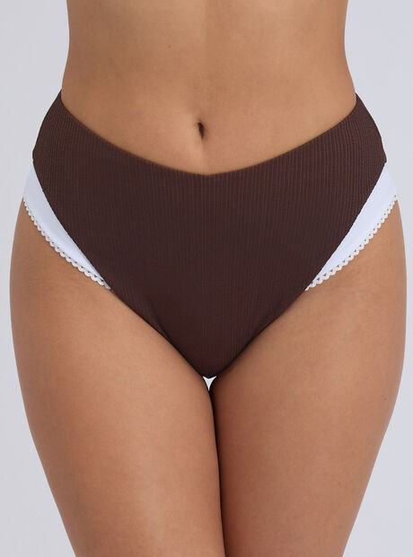 Rivoli picot high waist bikini bottoms