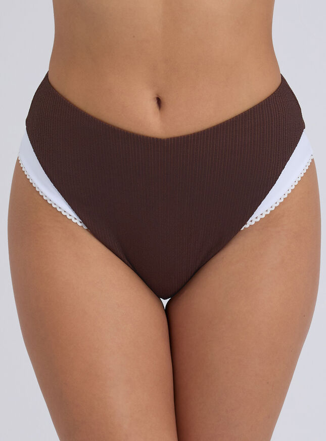Rivoli picot high waist bikini bottoms