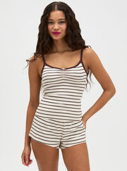 Striped pointelle short pyjama set
