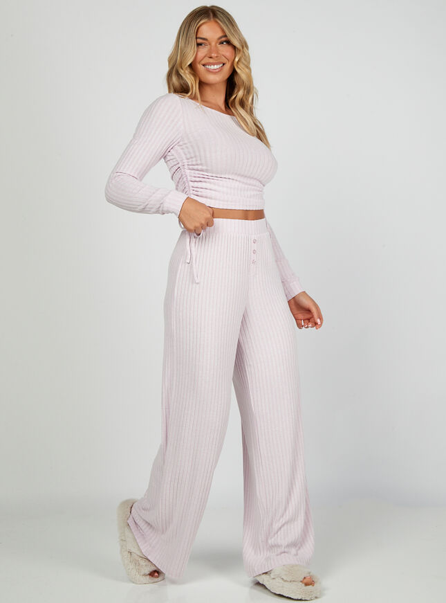 Maya ruched top and wide leg trouser set