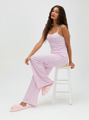 Floral waffle long pyjama set