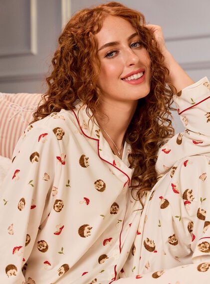 Hedgehog garden fleece pyjamas in a bag