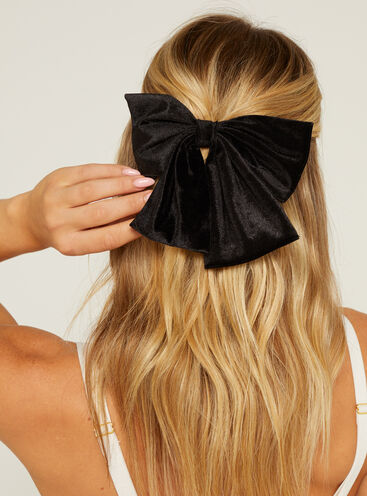 Velvet bow hair clip