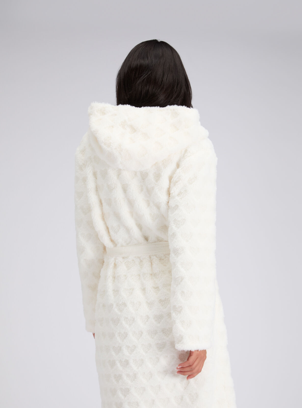 Fur heart long dressing gown | Ivory | Boux Avenue UK