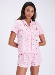 Ditsy heart fleece pyjama shorties in a bag