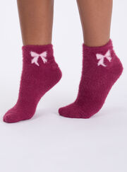 2 pack bow fluffy trainer socks