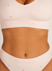 Ribbed seamless heart embroidered thong