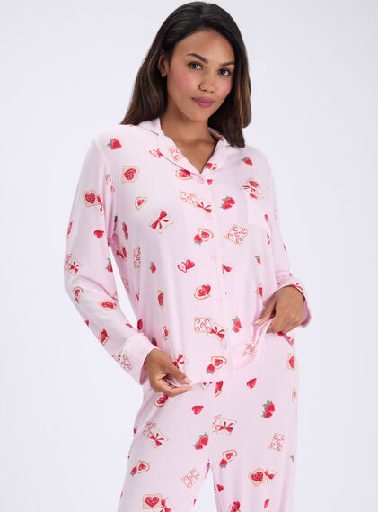 Strawberry toast modal long pyjama set