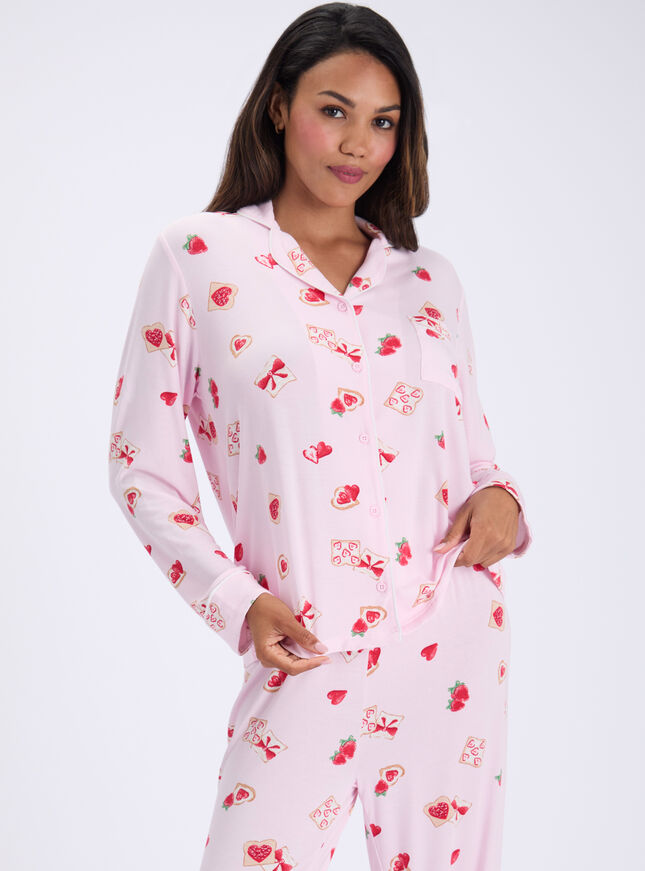 Strawberry toast modal long pyjama set