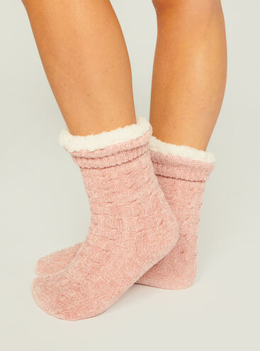 Chenille sparkle cosy slipper socks