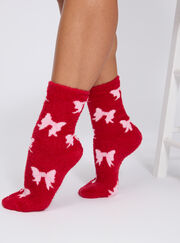 2 pack bow fluffy ankle socks