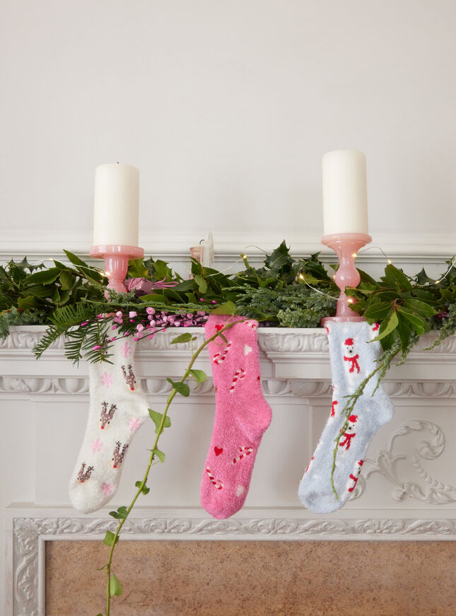 Candy cane cosy socks