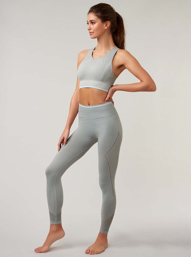 Boux Sport jacquard mesh leggings | Light Grey | Boux Avenue UK