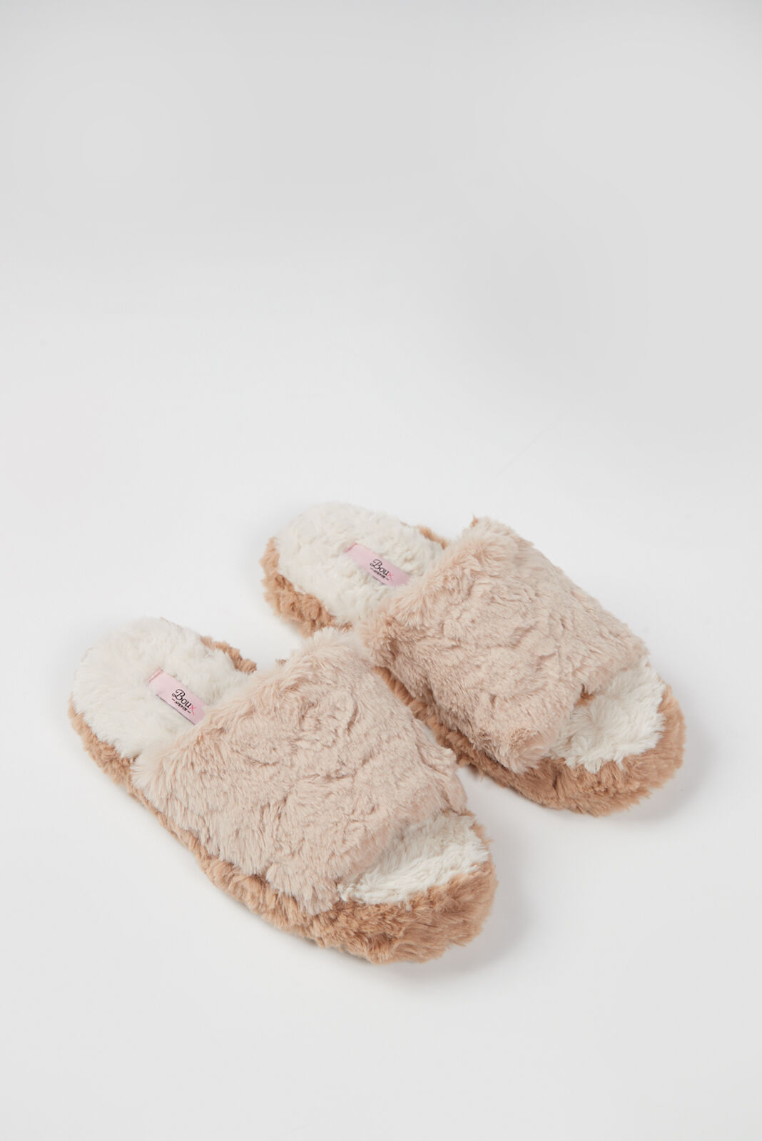 Borg platform slider slippers Oatmeal Boux Avenue France