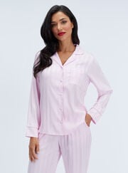 Striped satin long pyjama set