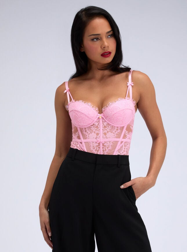Carmine lace basque